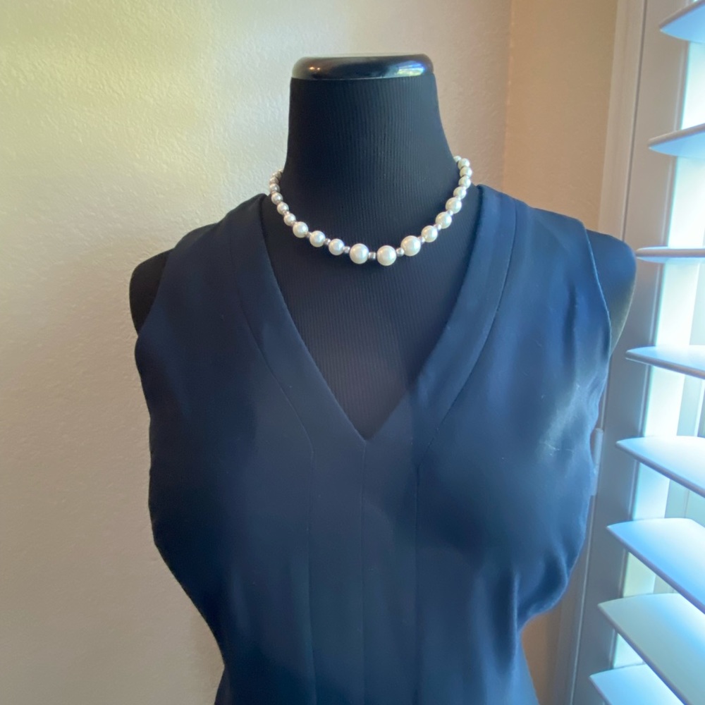 Ann Taylor navy blue shift dress fully lined